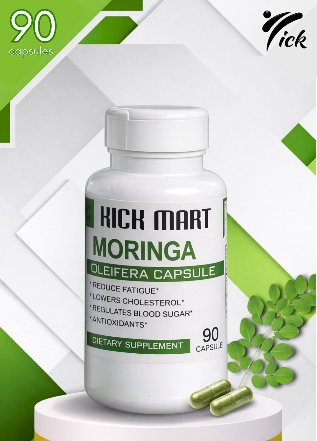 Kickmart Moringa Capsules 90 Count – Herbal Energy & Immunity Support